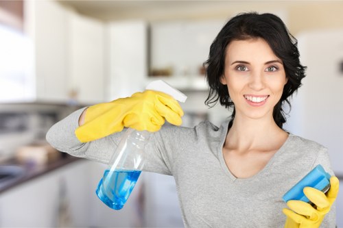 Team member wearing PPE during a Camden Cleaners cleaning task