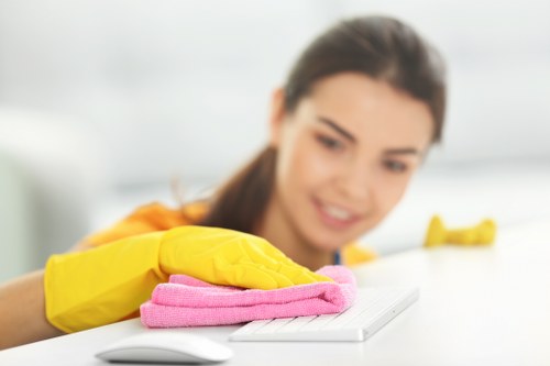 Oven cleaner working in a compact Camden property kitchen